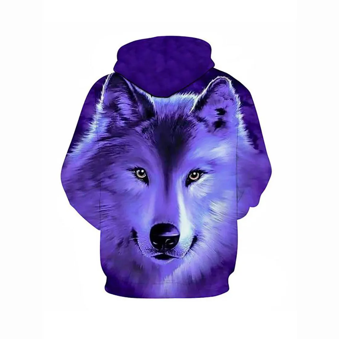 3D Printed Wolves Hoodie - Hooded Basic Long Sleeve Purple