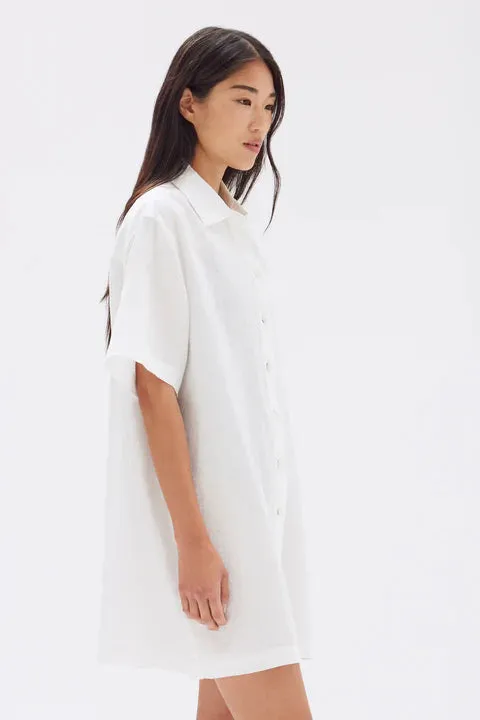 ASSEMBLY LABEL - Louise Linen Mini Shirt Dress WHITE