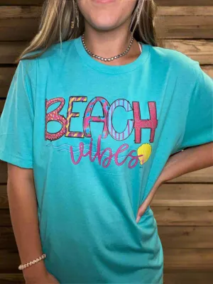 Beach Vibes Turquoise Tee