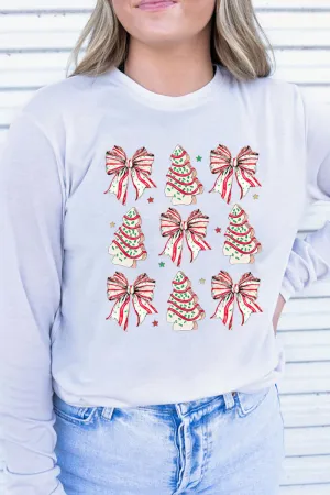 Cakes And Bows Christmas Adult Soft-Tek Blend Long Sleeve Tee