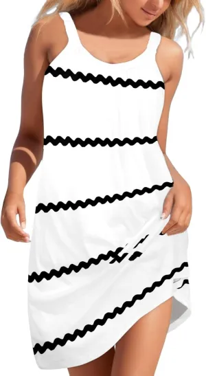 Casual Dresses for Women 2024 Maxi Casual Beach Dress Sleeveless Printed Casual Skirt Seaside Green Floral Dress