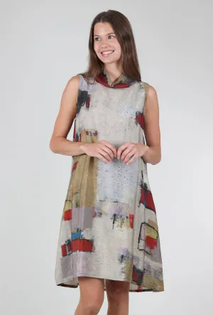 Classic 3P Cowl Dress, Red Multi