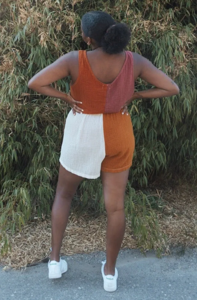 Colour Block - Gauze - Shorts