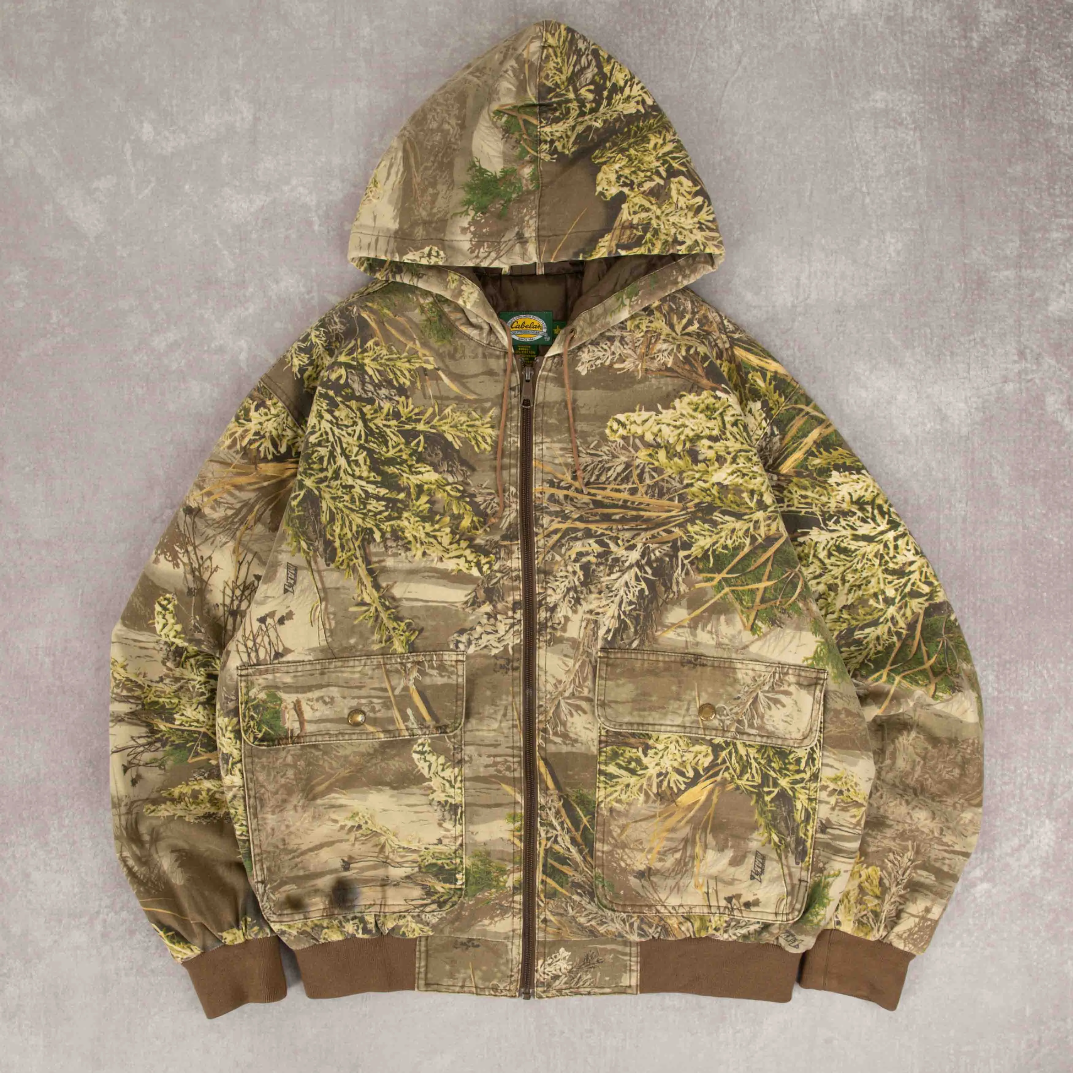 MEN'S VINTAGE CAMO HOODED WORKWEAR JACKET - LARGE