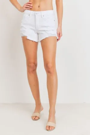 Midrise distressed shorts