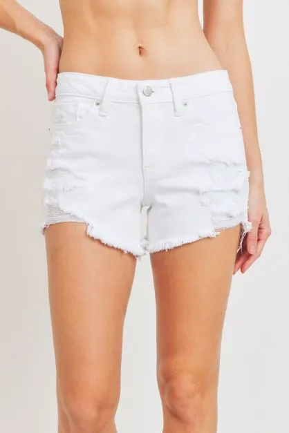 Midrise distressed shorts