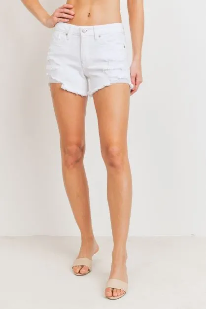 Midrise distressed shorts