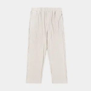 Pleated Woven Mens Pants (Cream)