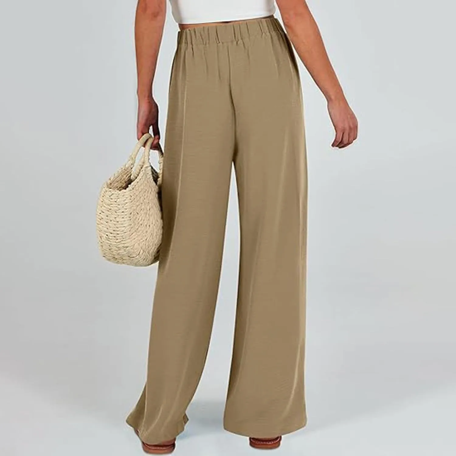 Women Wide Leg Palazzo Pants Summer High Waist Flowy Casual Trousers Loose Lounge 2025 Trendy Beach Travel Vacation Clothes