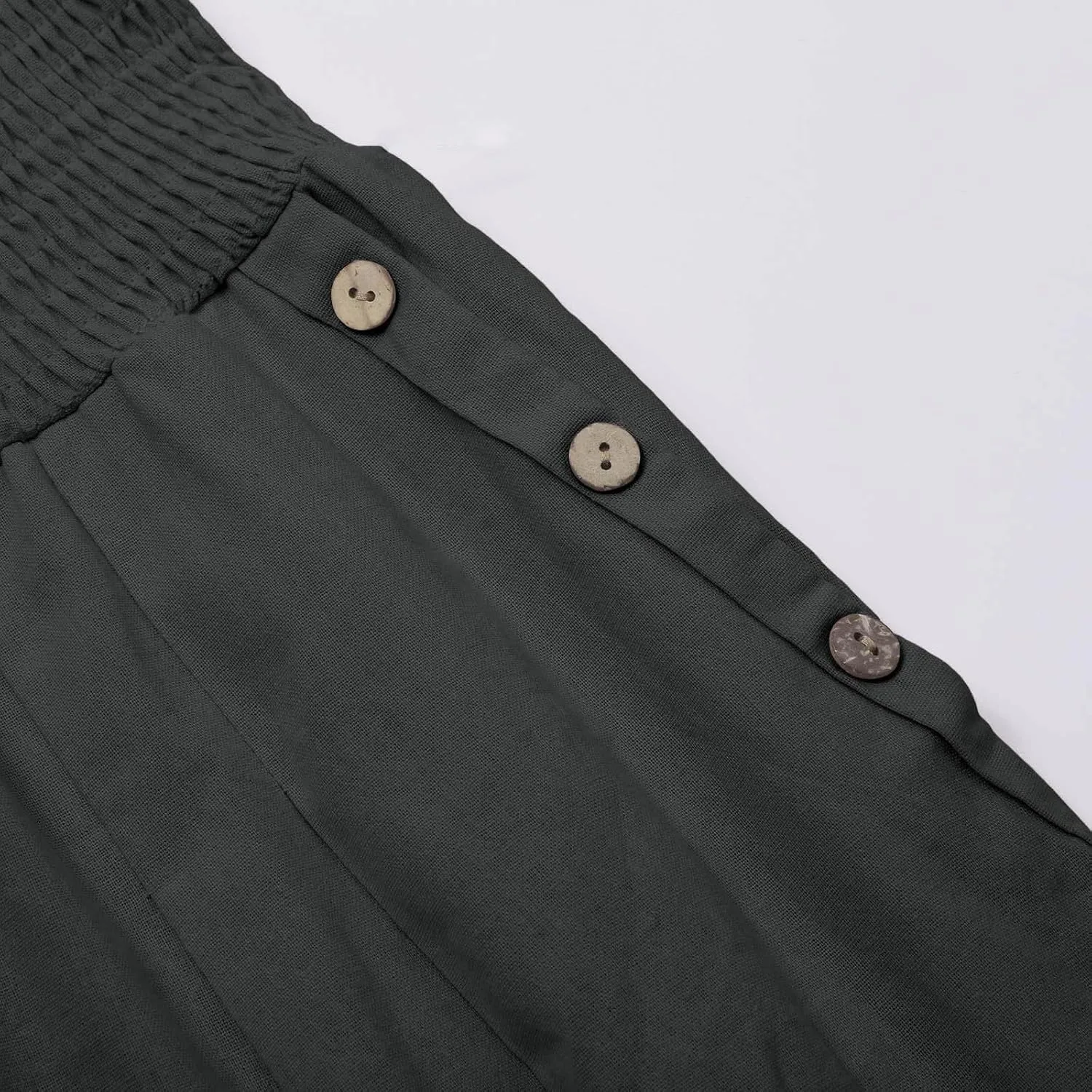 Women'sCasual Linen Pants Linen Wide Leg Pants Women Summer Casual Drawstring Elastic High Waist Summer Palazzo
